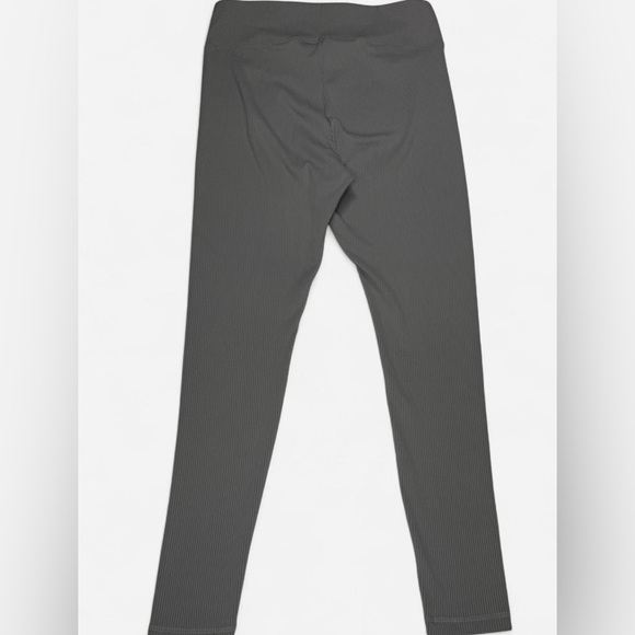 H&M Women’s Ribbed Leggings Grey/Light Beige Low cut crossover front - Picture 4 of 7